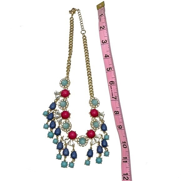 Multi Color Rhinestones Crystals Fan Cluster Statement Babble Necklace - Picture 5 of 7